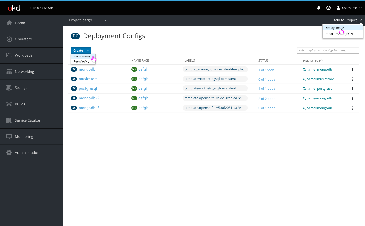 deployment config