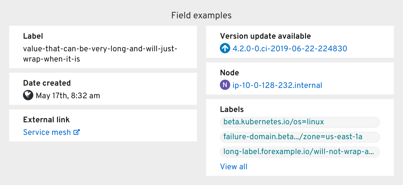 Details card field examples