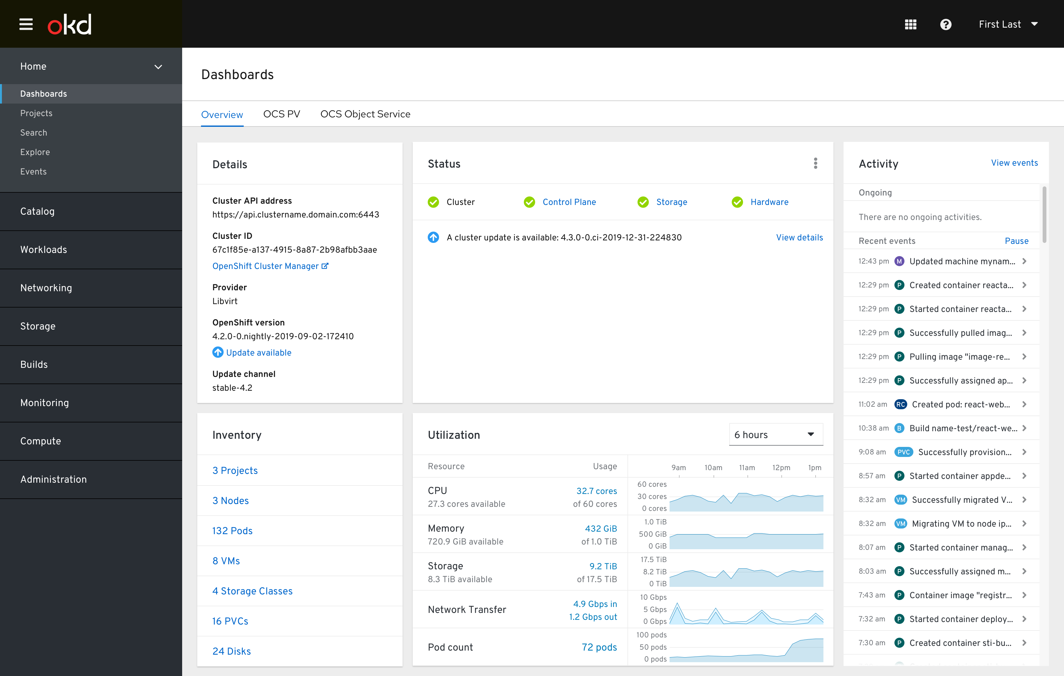 Cluster Overview Dashboard Upgrade