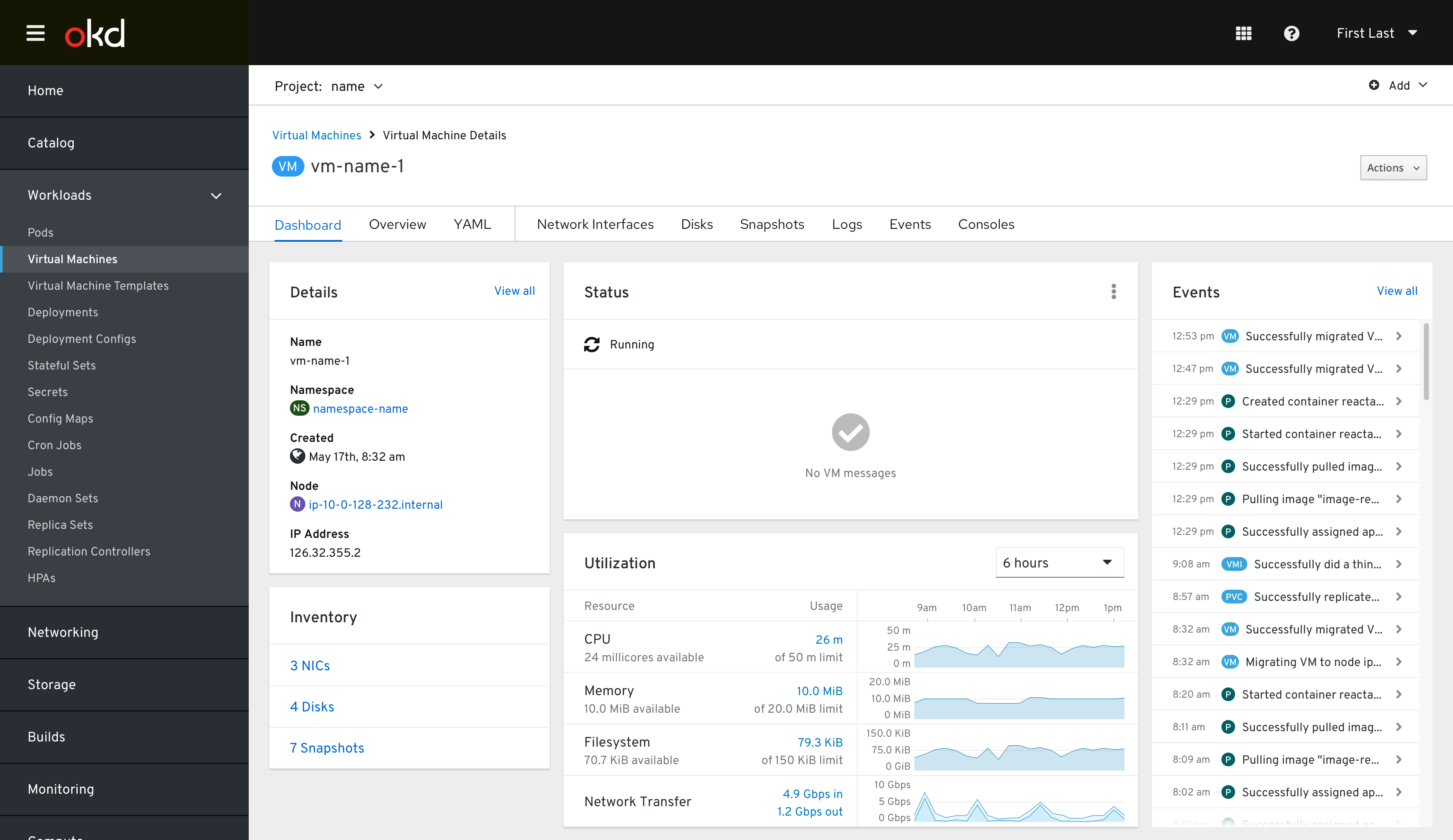 Virtual Machine Dashboard