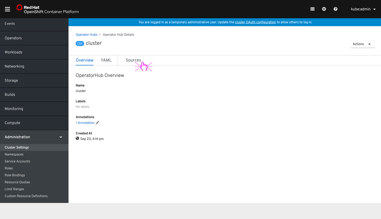 OperatorHub config