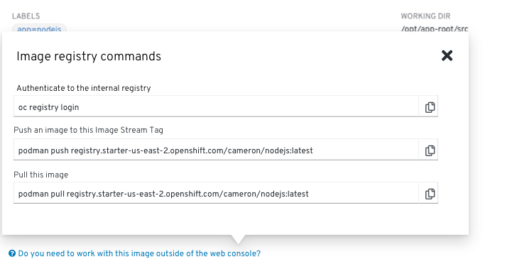 image stream popover 