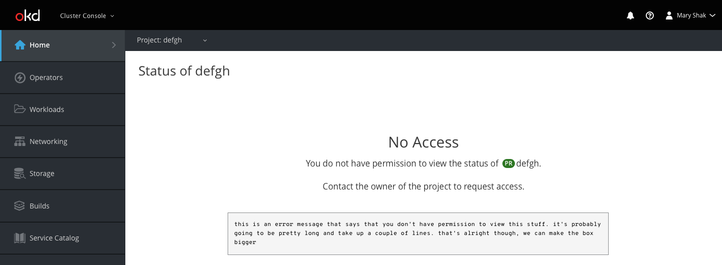 no access to status of a project