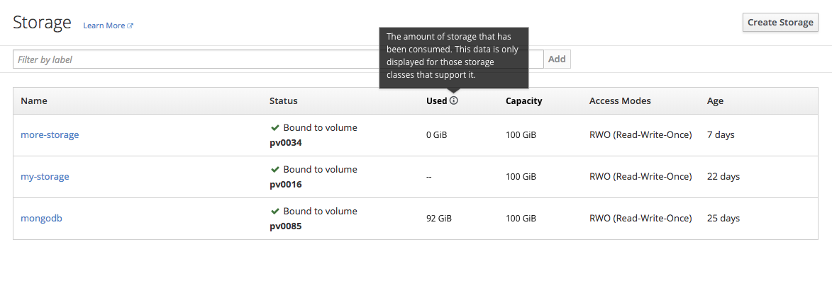 storage list