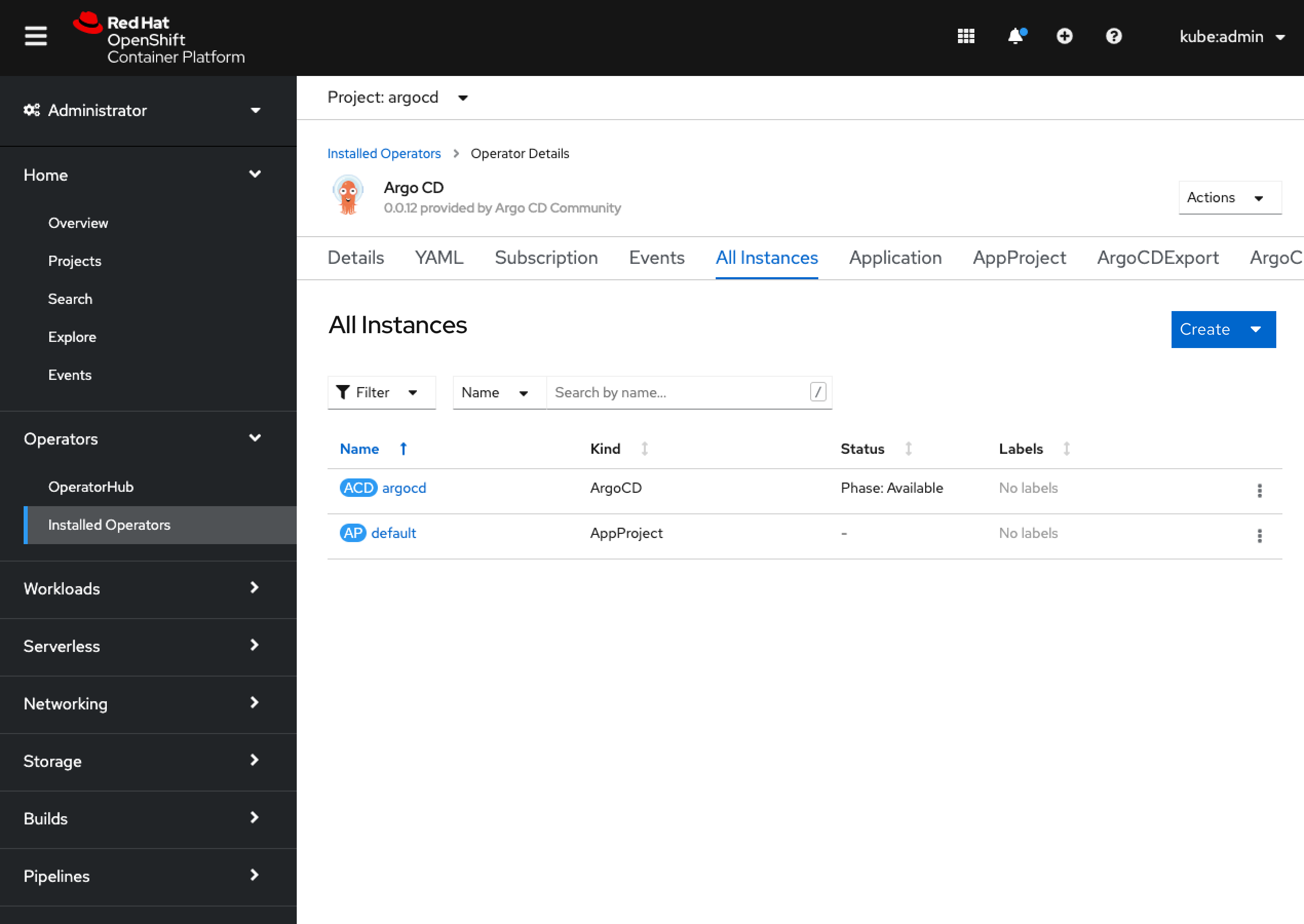 Single operator list view