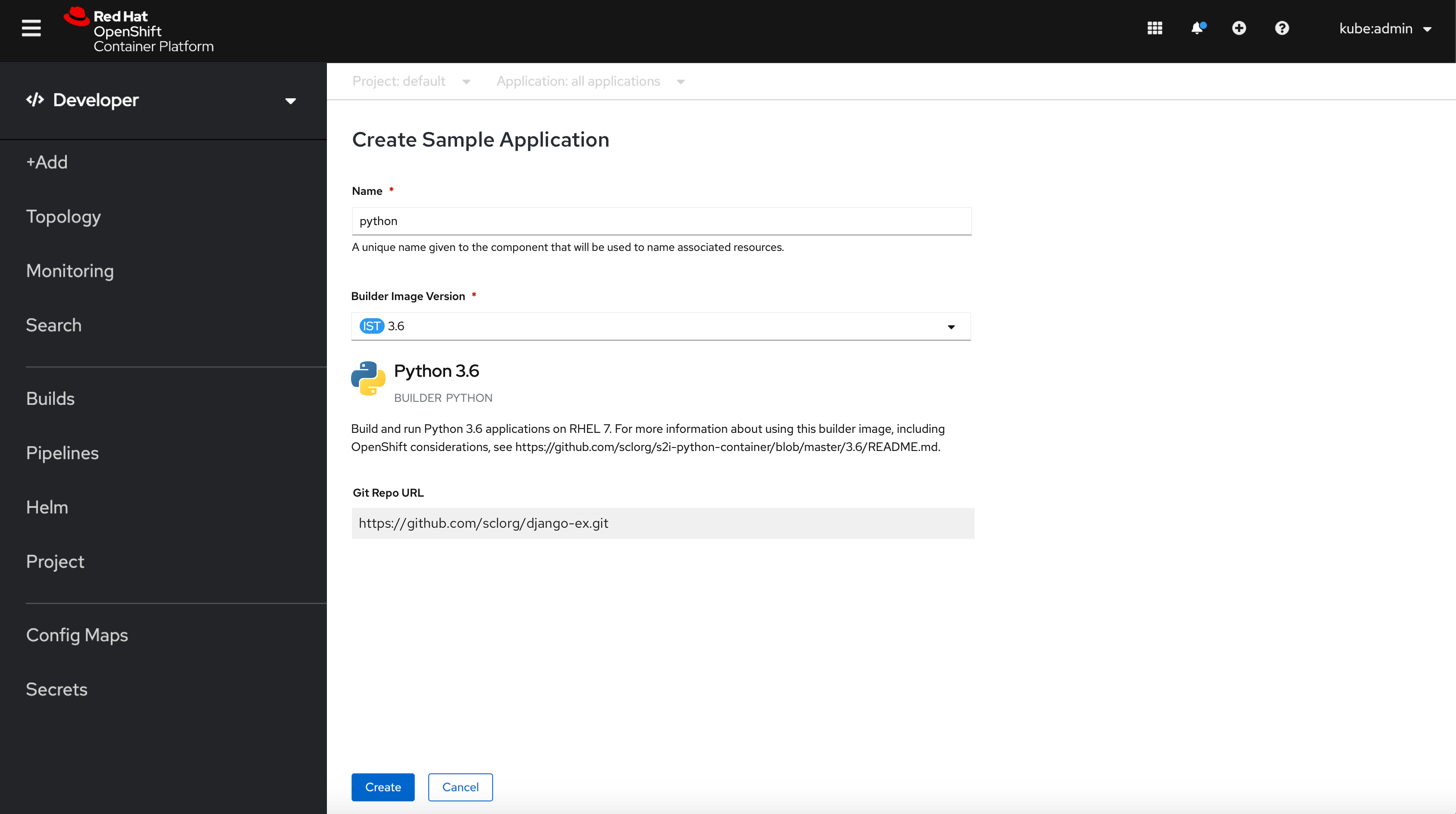 Create Sample Application Form