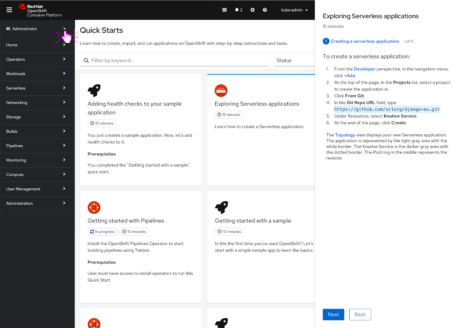 User clicks perspective switcher