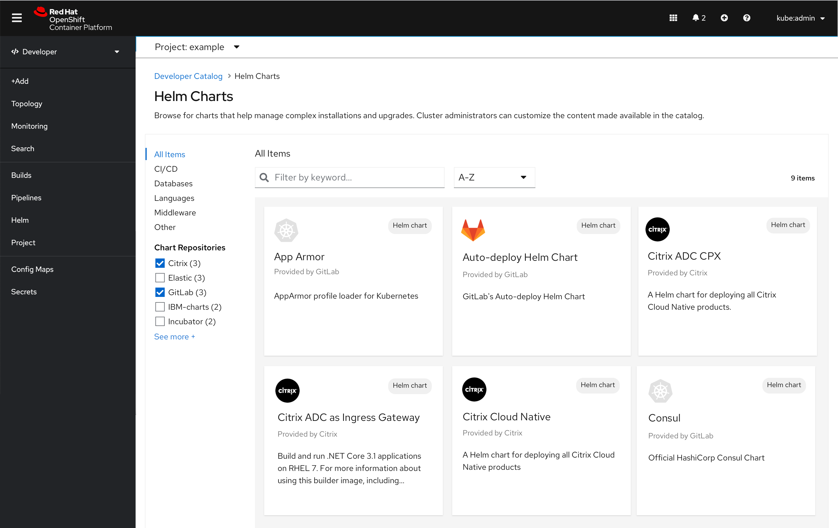 Helm charts catalog