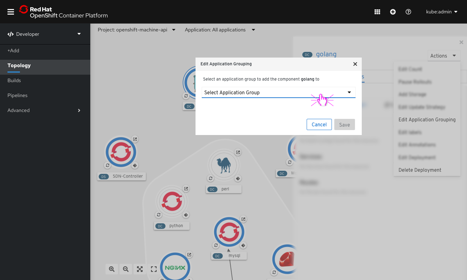 Select Application Grouping