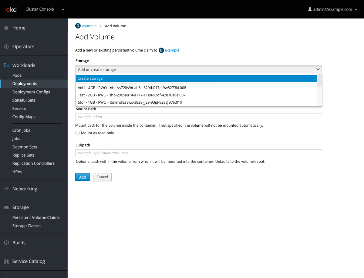 form for adding storage