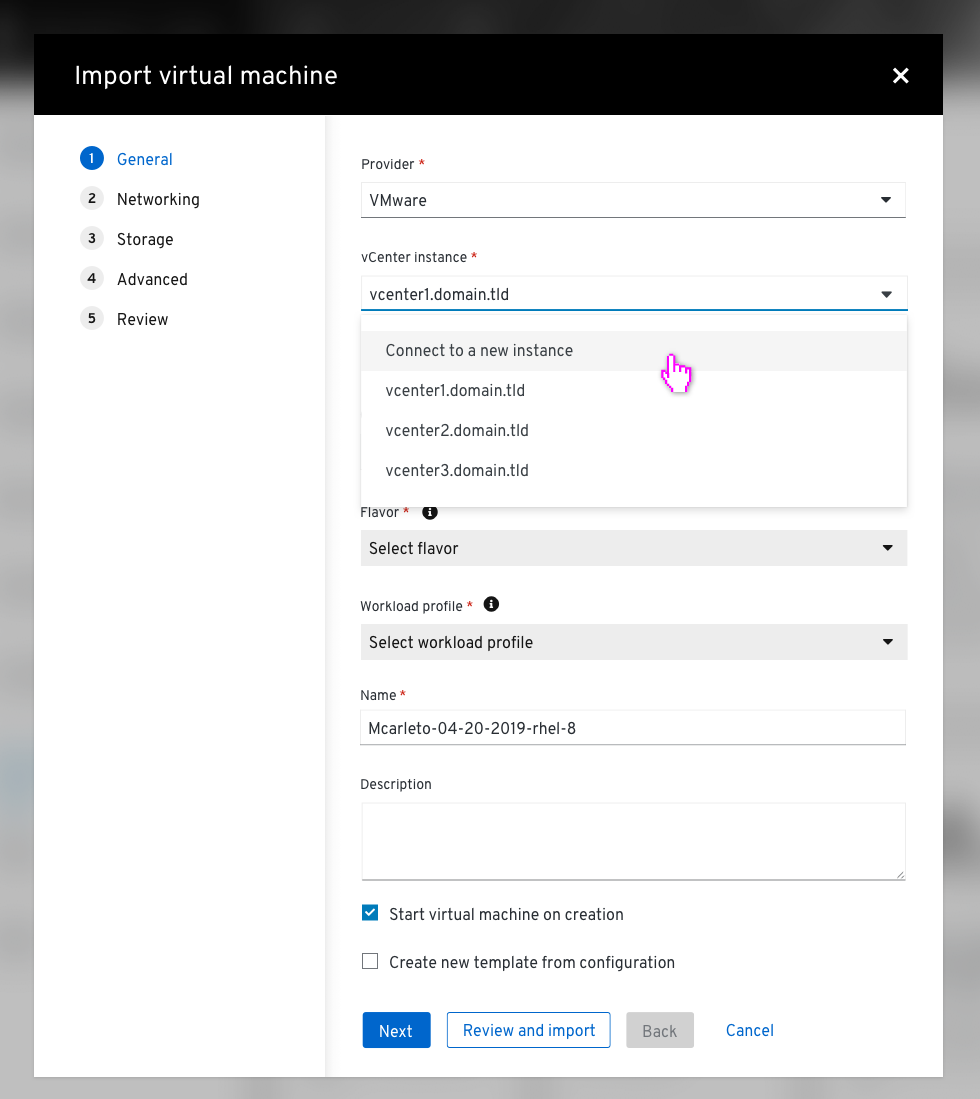 connecting to new instance