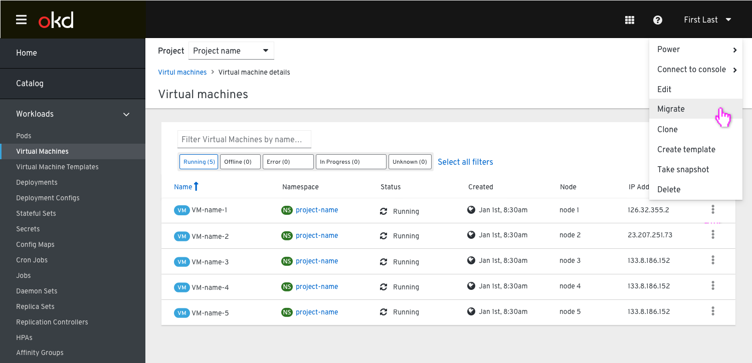 Selecting a VM