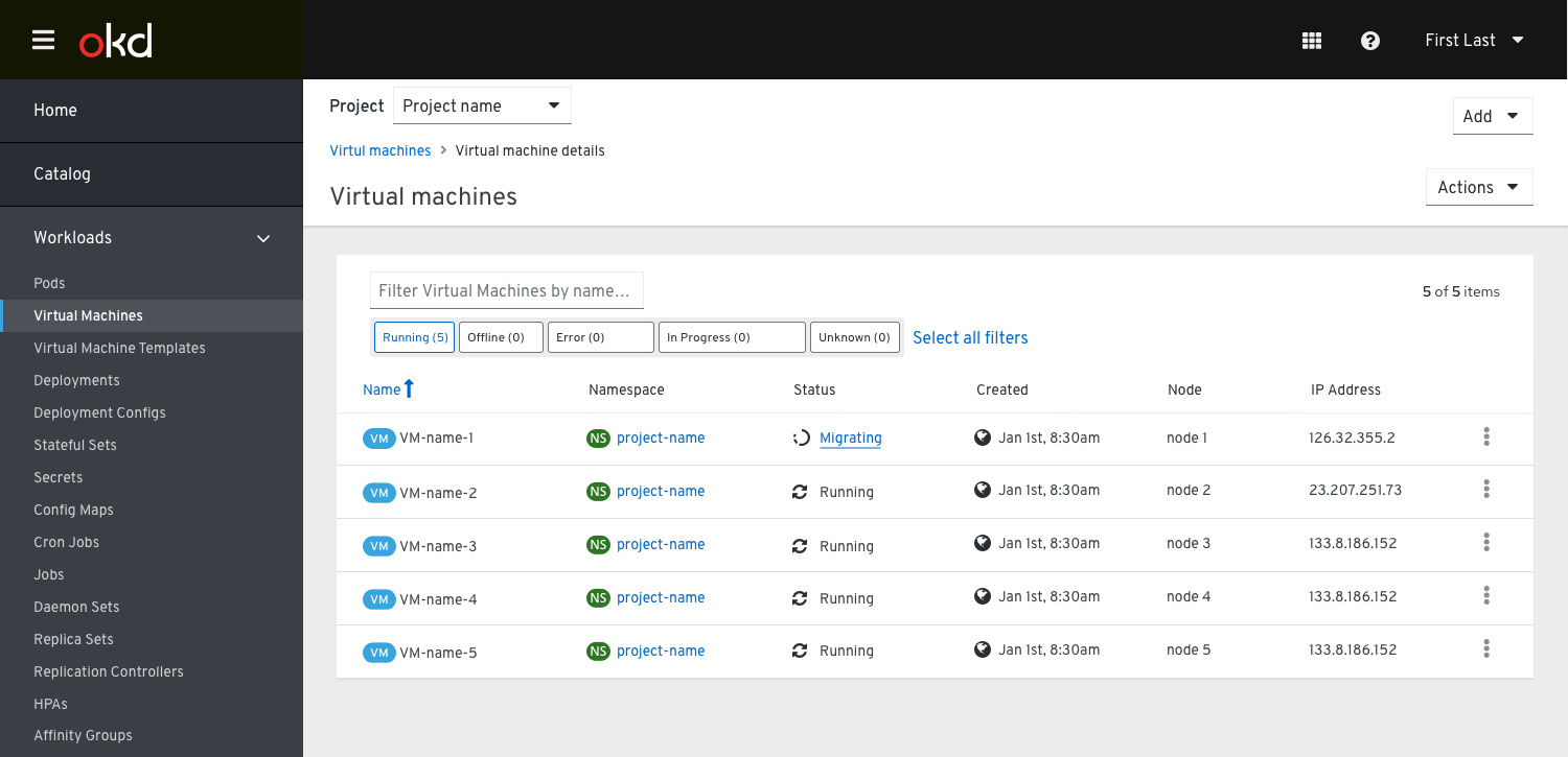 migrate status updated in the list