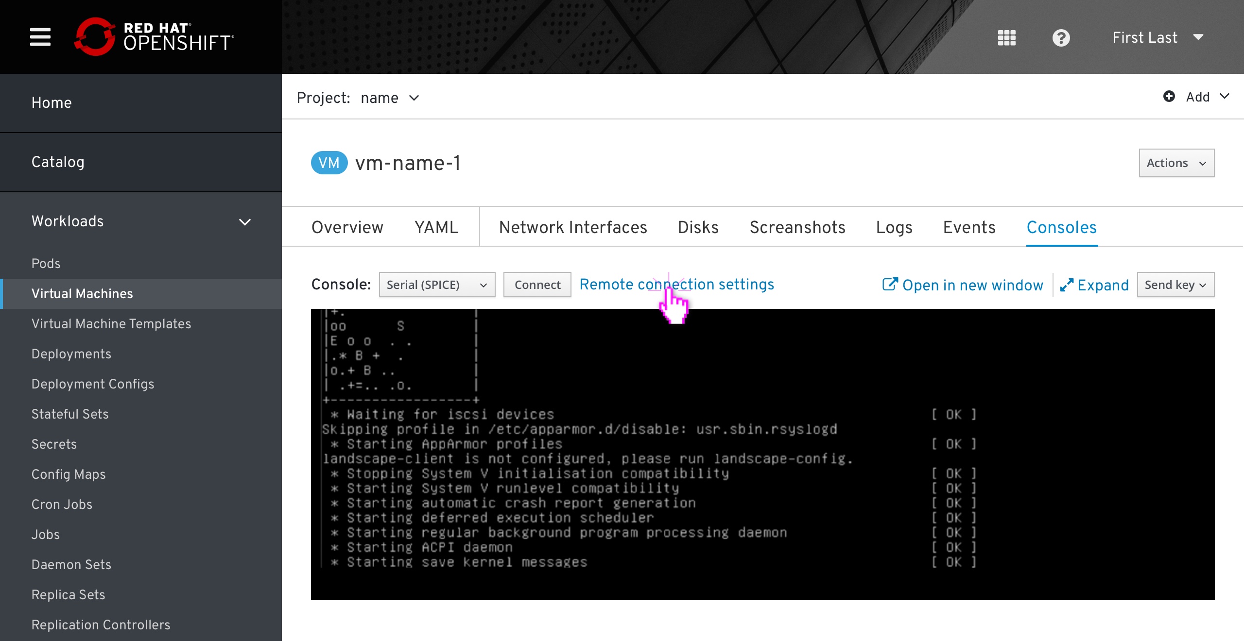 VM - Remote conection settings