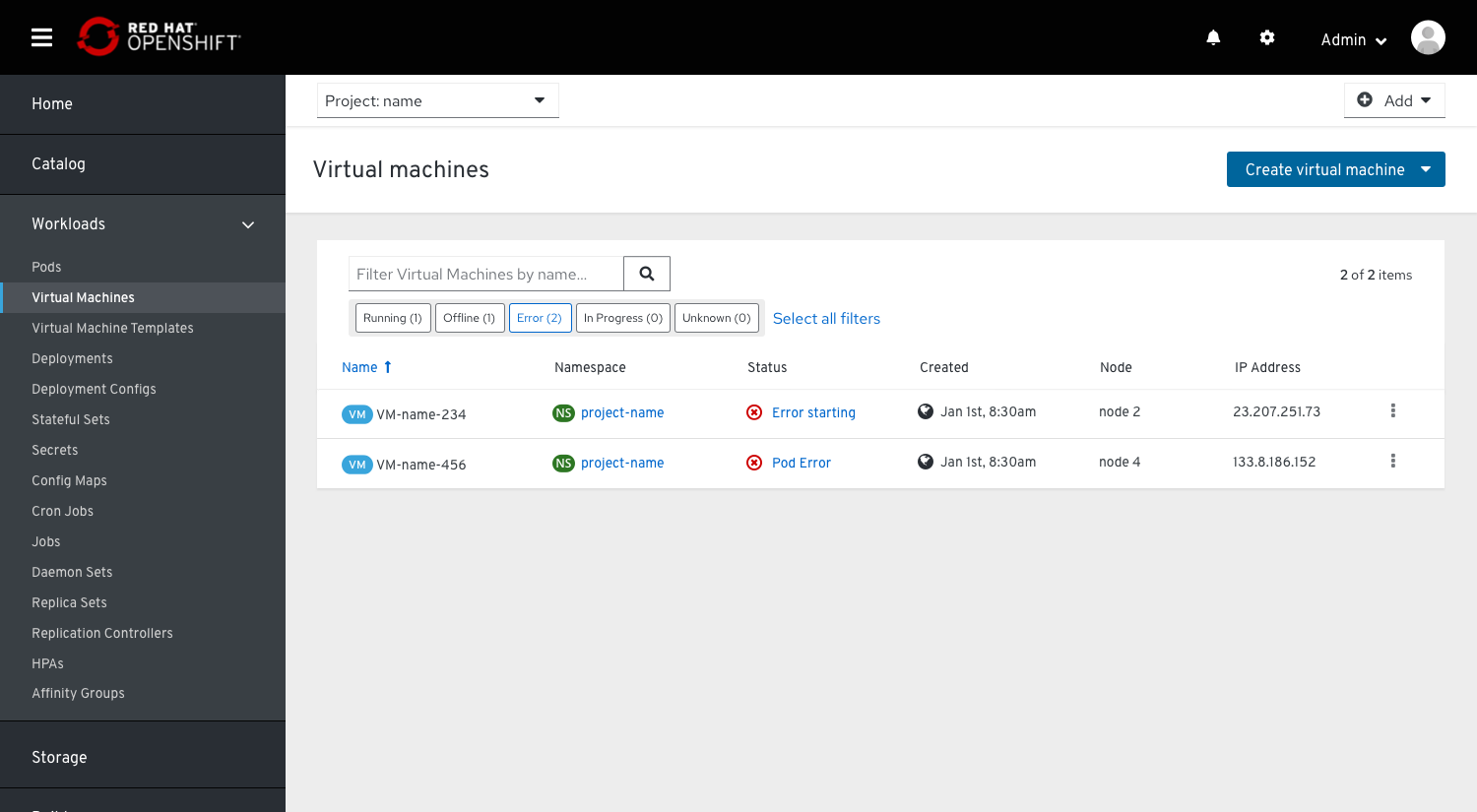 Filter only the VMs with errors