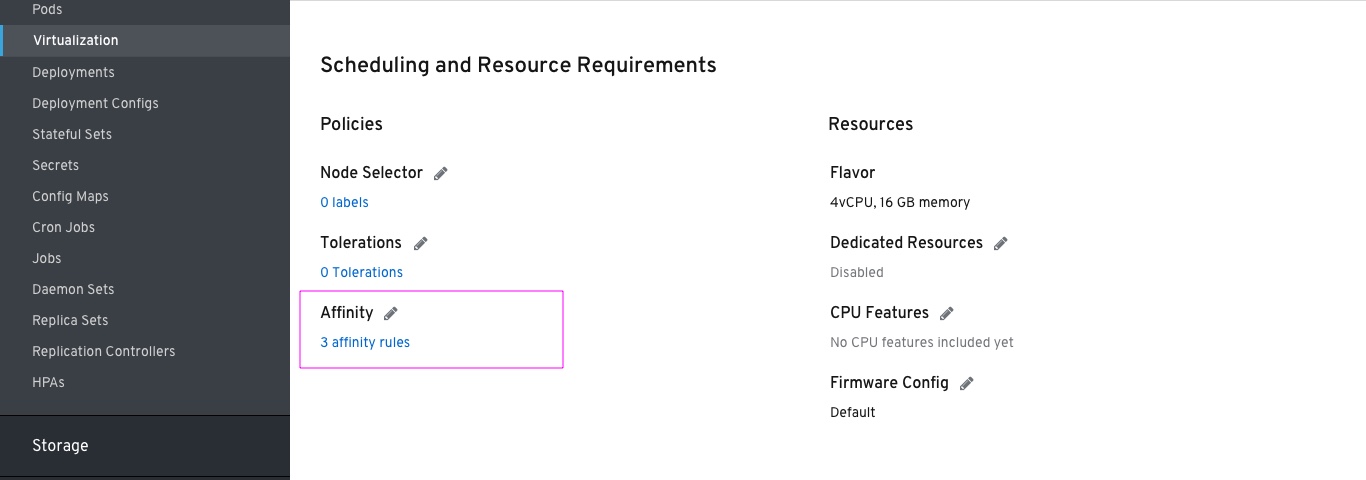 Affinity field in the Scheduling section 