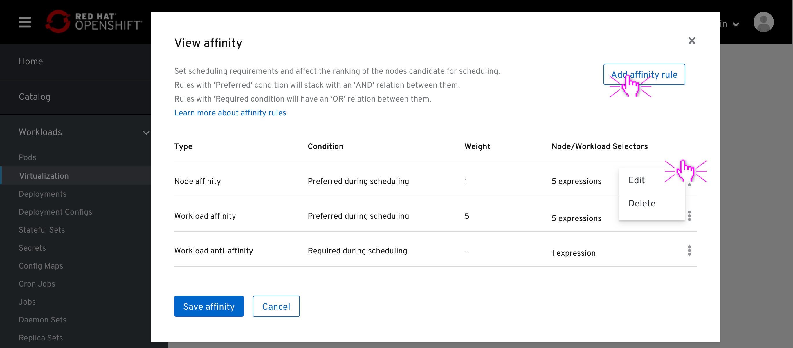 Affinity all rules modal 