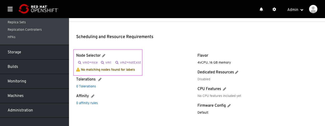 Node selector in-page results 