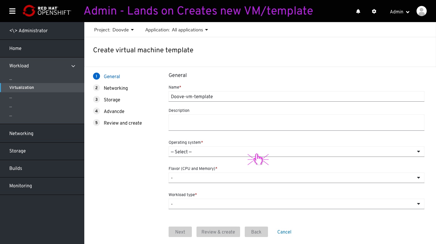 Create VM wizard - default