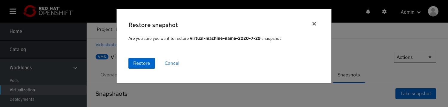 Virtualization - restore from snapshot