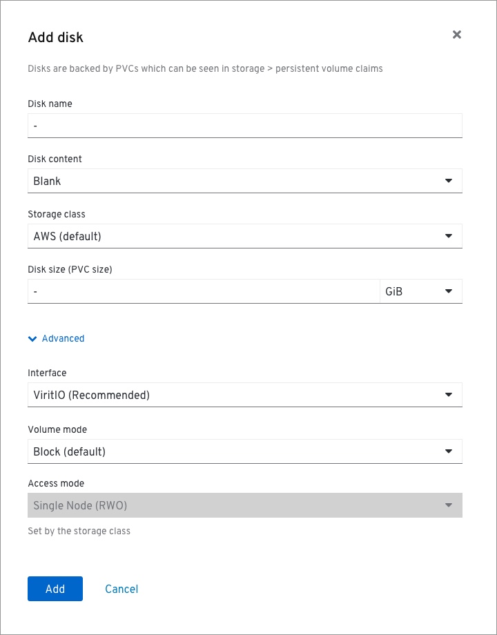 Create VM - Storage -list