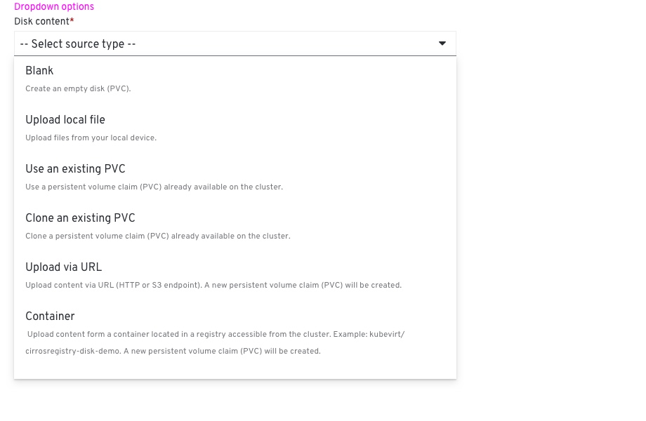 Create VM - Storage -list